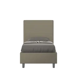 Ityhome Lit coffre capitonné Focus simili cuir cappuccino 80x190