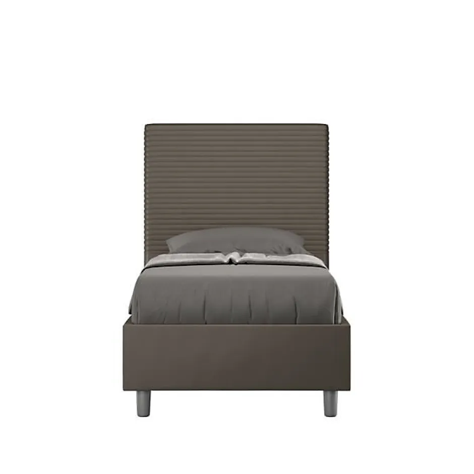 Ityhome Lit coffre capitonné Focus simili cuir cappuccino 80x190