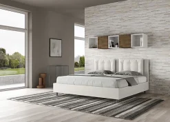 Ityhome Lit coffre capitonné simili cuir blanc Annalisa 180x200
