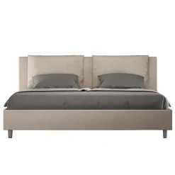 Ityhome Lit coffre capitonné simili cuir gris tourterelle Antea 180x200