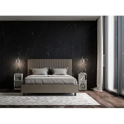 Ityhome Lit coffre capitonné 160x200 Goya cappuccino simili cuir
