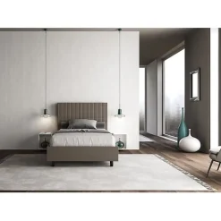 Ityhome Lit coffre capitonné 120x200 Sunny simili cuir cappuccino Discount