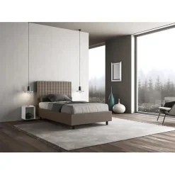 Ityhome Lit coffre capitonné 120x200 Sunny simili cuir cappuccino Discount
