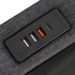 ModernLuxe Lit coffre capitonné 90x200cm avec LED et ports de charge USB - tissu en Lin - tête de lit avec espace de rangement - Gris