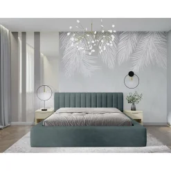 Meublorama Lit coffre CERVIN Velours doux Nuit émeraude 140x200 cm Sommier relevable Design élégant Online