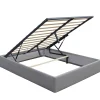 King Of Dreams Lit coffre dehoussable 140x190 cm gris avec pieds - 12 lattes - montage rapide et facile - design moderne -