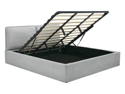 Vente-unique Lit coffre déhoussable 180 x 200 cm - Tissu - Gris clair + Matelas - TENESE Sale
