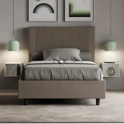 Ityhome Lit coffre double capitonné 160x200 en microfibre ocre Nandy Clearance