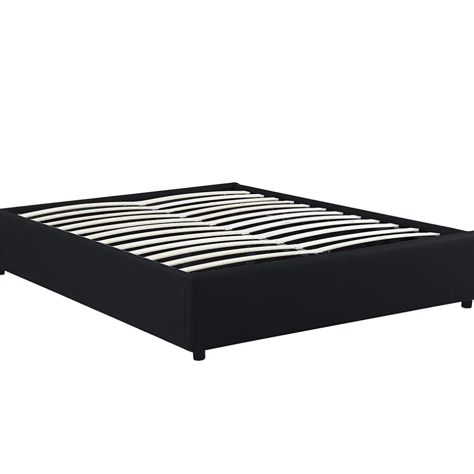 IDMarket Lit coffre double MIAMI avec sommier 140 x 190 cm PVC noir Hot