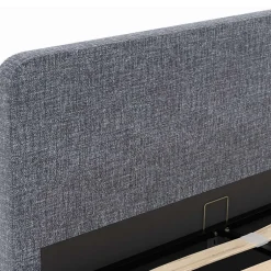 IDMarket Lit coffre double NORFOLK avec tête de lit et sommier 140 x 190 cm tissu gris anthracite
