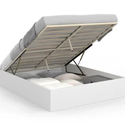 IDMarket Lit coffre double SANDSIDE avec sommier 160 x 200 cm blanc Hot