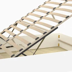 IDMarket Lit coffre double SANDSIDE avec sommier 140 x 190 cm blanc