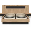 IDMarket Lit coffre double SANTA avec tête de lit + tables de chevets intégrées et sommier 140 x 190 cm bois et noir Discount