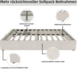 Okwish Lit Coffre Double 140x200 cm, Lit Adulte et Ado avec Vérins Hydrauliques, Cadre Moderne, Velours Hollandais Beige, Sans Matelas Best