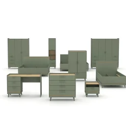 Meublorama Lit coffre enfant NOKI 100x200 cm vert et bois Style scandinave Sale