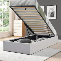 King Of Dreams Lit coffre gris - 90x190cm - pieds - montage rapide - revetement facile entretien - Best