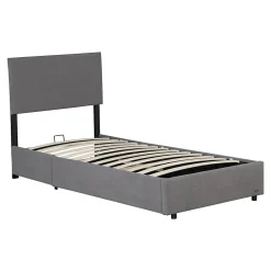 Corium Lit coffre Juva rembourré avec velours côtelé 90 x 200 cm gris