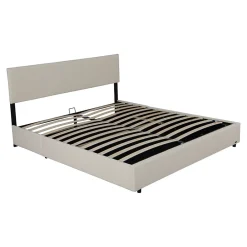 Corium Lit coffre Juva rembourré avec velours côtelé 180 x 200 cm beige Sale