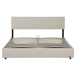 Corium Lit coffre Juva rembourré avec velours côtelé 140 x 200 cm beige