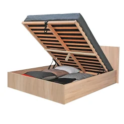 Weber Industries Lit coffre MADRID 140x200 + 1 sommier / Décor Chêne Blanchi