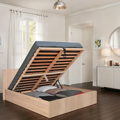 Weber Industries Lit coffre MADRID 180x200 + 1 sommier / Décor Chêne Blanchi Sale