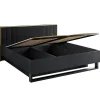 Meublorama Lit coffre MONDO 160x200 cm Noir structuré et doré Pieds métal Sommier inclus Sale