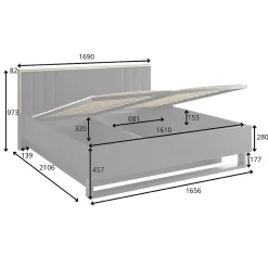 Meublorama Lit coffre MONDO 160x200 cm Noir structuré et doré Pieds métal Sommier inclus Sale