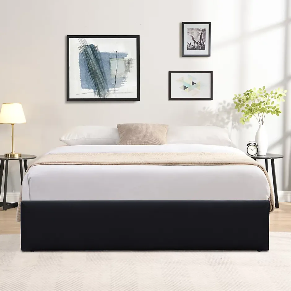 King Of Dreams Lit coffre noir 160x200 cm - 14 lattes - montage rapide - entretien facile - confort optimal - espace de rangement Outlet