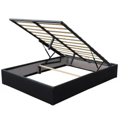 Nuits D'Or Lit coffre noir 140x200 cm - dehoussable - montage rapide - confort optimal - design moderne -