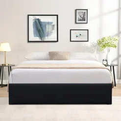 Nuits D'Or Lit coffre noir 140x200 cm - dehoussable - montage rapide - confort optimal - design moderne -