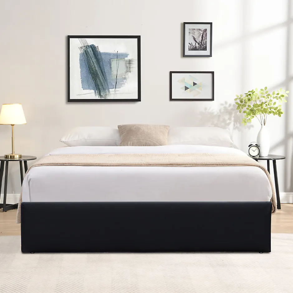 Nuits D'Or Lit coffre noir 140x200 cm - dehoussable - montage rapide - confort optimal - design moderne -