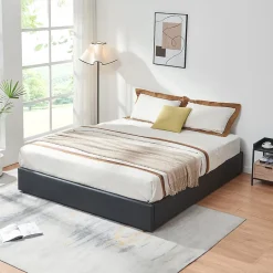 [En.Casa] Lit coffre Nola simili 160 x 200 cm noir en.casa New