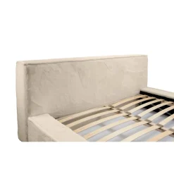 Meublorama Lit coffre ORLANE Beige Velours de dune 180x200 cm Sommier relevable Design haut de gamme Hot
