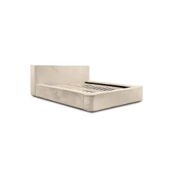 Meublorama Lit coffre ORLANE Beige Velours de dune 180x200 cm Sommier relevable Design haut de gamme Hot