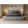 Meublorama Lit coffre ORLANE Gris Charbon minéral polaire 140x200 cm Sommier relevable Design haut de gamme