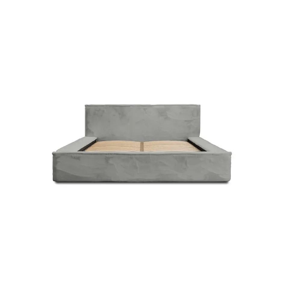 Meublorama Lit coffre ORLANE Gris Charbon minéral polaire 140x200 cm Sommier relevable Design haut de gamme