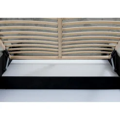 Meublorama Lit coffre ORLANE Gris Charbon minéral polaire 140x200 cm Sommier relevable Design haut de gamme