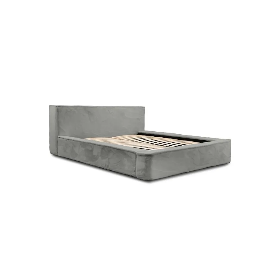 Meublorama Lit coffre ORLANE Gris Charbon minéral polaire 180x200 cm Sommier relevable Design haut de gamme