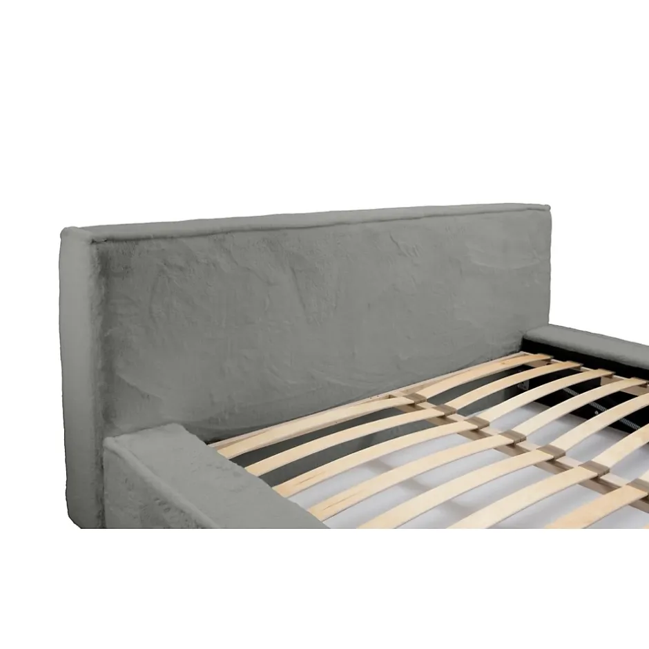 Meublorama Lit coffre ORLANE Gris Charbon minéral polaire 180x200 cm Sommier relevable Design haut de gamme