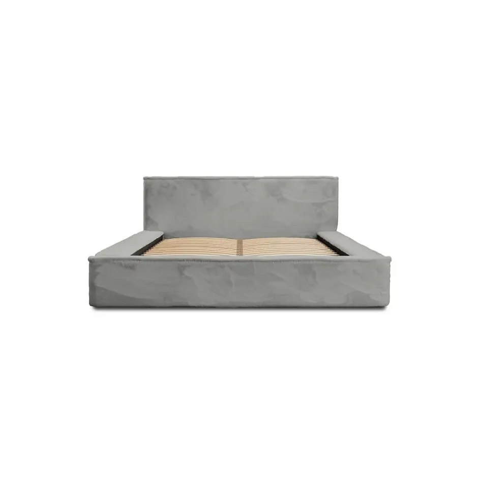 Meublorama Lit coffre ORLANE Gris Charbon minéral polaire 180x200 cm Sommier relevable Design haut de gamme