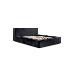 Meublorama Lit coffre ORLANE Noir Ardoise polaire 160x200 cm Sommier relevable Design haut de gamme