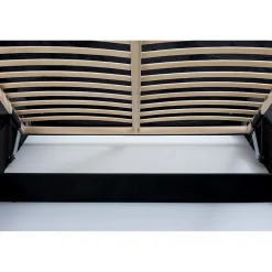 Meublorama Lit coffre ORLANE Noir Ardoise polaire 160x200 cm Sommier relevable Design haut de gamme