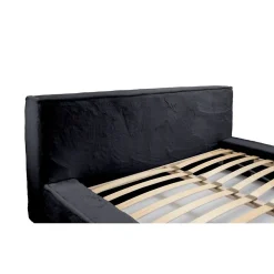 Meublorama Lit coffre ORLANE Noir Ardoise polaire 160x200 cm Sommier relevable Design haut de gamme