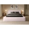 Meublorama Lit coffre ORLANE Rose Poussière de rose polaire 160x200 cm Sommier relevable Design haut de gamme