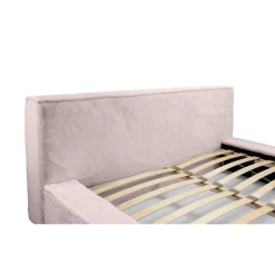 Meublorama Lit coffre ORLANE Rose Poussière de rose polaire 160x200 cm Sommier relevable Design haut de gamme