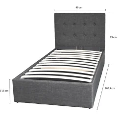 Weber Industries Lit coffre PARMA 90x190 + 1 sommier / Gris foncé