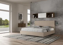 Ityhome Lit coffre rembourré en simili cuir gris tourterelle Sunny 200x210 Discount