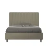 Ityhome Lit coffre rembourré en simili cuir Agueda cappuccino 140x210