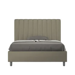 Ityhome Lit coffre rembourré en simili cuir Agueda cappuccino 140x210