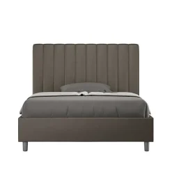Ityhome Lit coffre rembourré en simili cuir Agueda cappuccino 140x210
